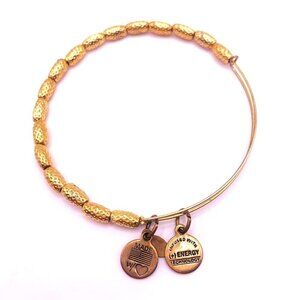 Alex and Ani Gold Beaded Charm Bracelet Gold Finish - Expands 2"- 3.5"